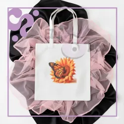 Bolso de lienzo Girasoles y Mariposa