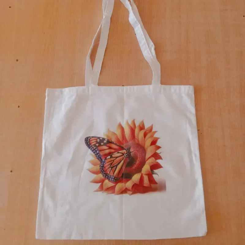 Bolso de lienzo Girasoles y Mariposa
