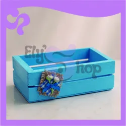 Caja de madera decorativa – Azul 💙