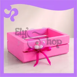 Caja de madera decorativa – Rosa 🩷