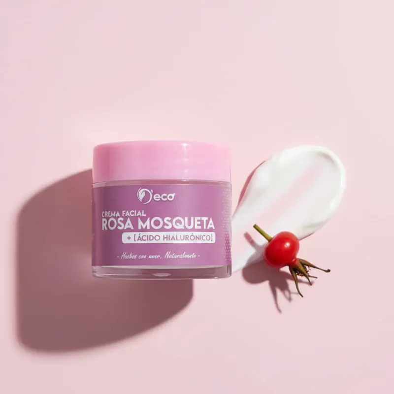 Crema facial regeneradora con rosa mosqueta y ácido hialurónico 
