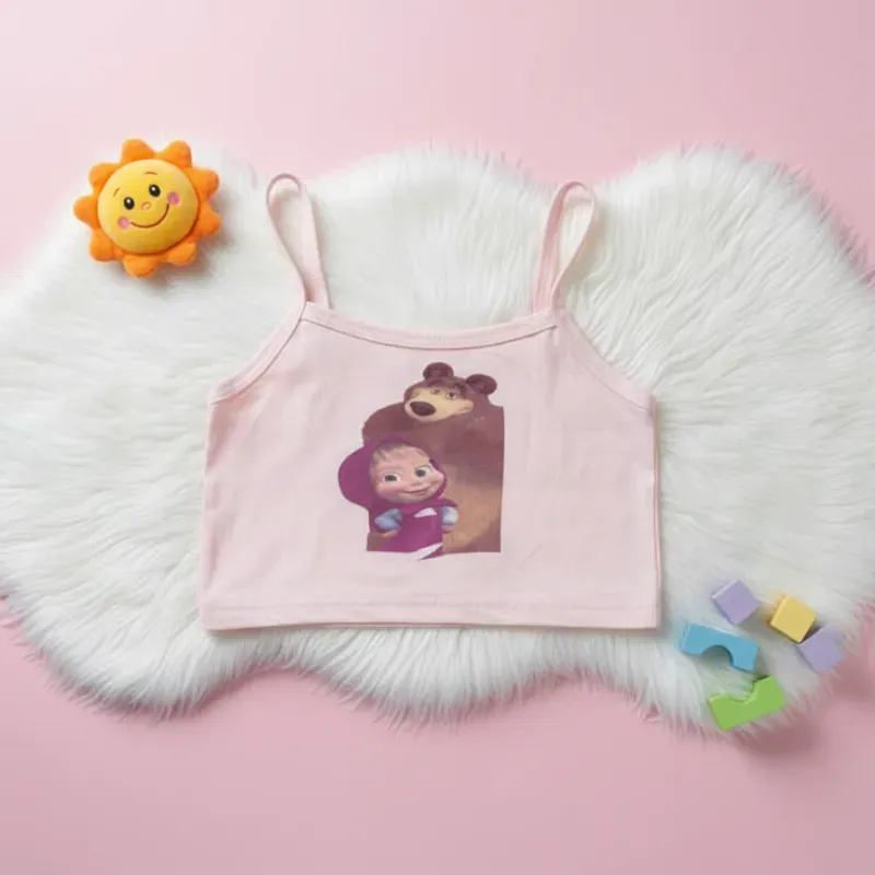 Blusa corta para niña con diseño Masha y Oso
