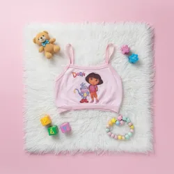 Blusa corta para niña con diseño de Dora color rosa