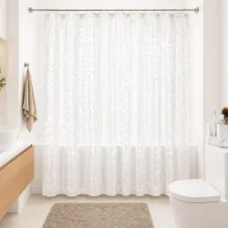 Cortina de ducha PVC* + barra ajustable +  organizador de tocador