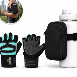 Guantes de entrenamiento con muñequeras + estuche multiuso con correa