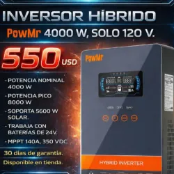 Inversor Híbrido PowMr 4000W / 120V (MMPPT 140A)
