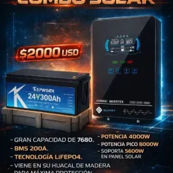 Kit de Energia Solar 24 V, Potencia 4000 W, 7680 Wh