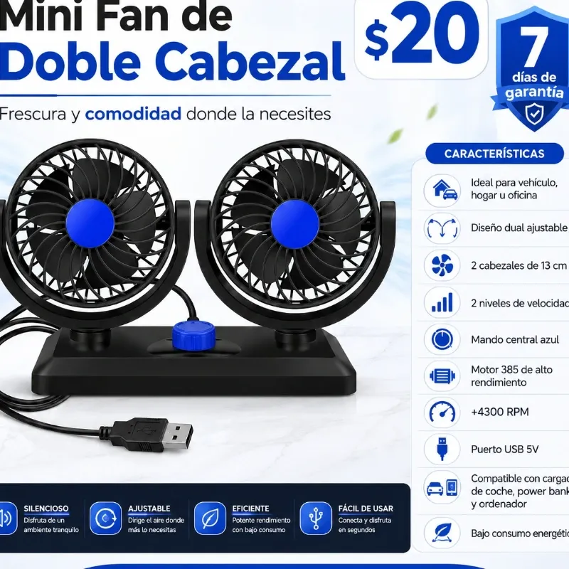 Mini Fan de Doble Cabezal