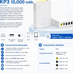 Respaldo para Router Mini UPS KP3 10,000 mAh