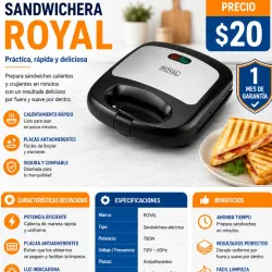 SANDWICHERA ELÉCTRICA ROYAL 700W