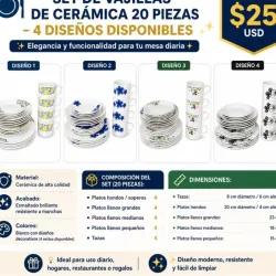 SET DE VAJILLAS DE CERÁMICA 20 PIEZAS