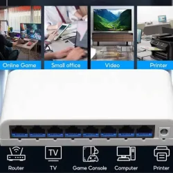 Switch de 8 puertos ethernet de 1 gigabite.