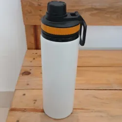 Botella Blanca Deportiva con Tapa Naranja 750 ml