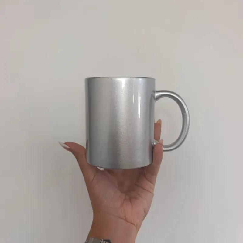 Jarras ceramica de 11Oz Plateadas