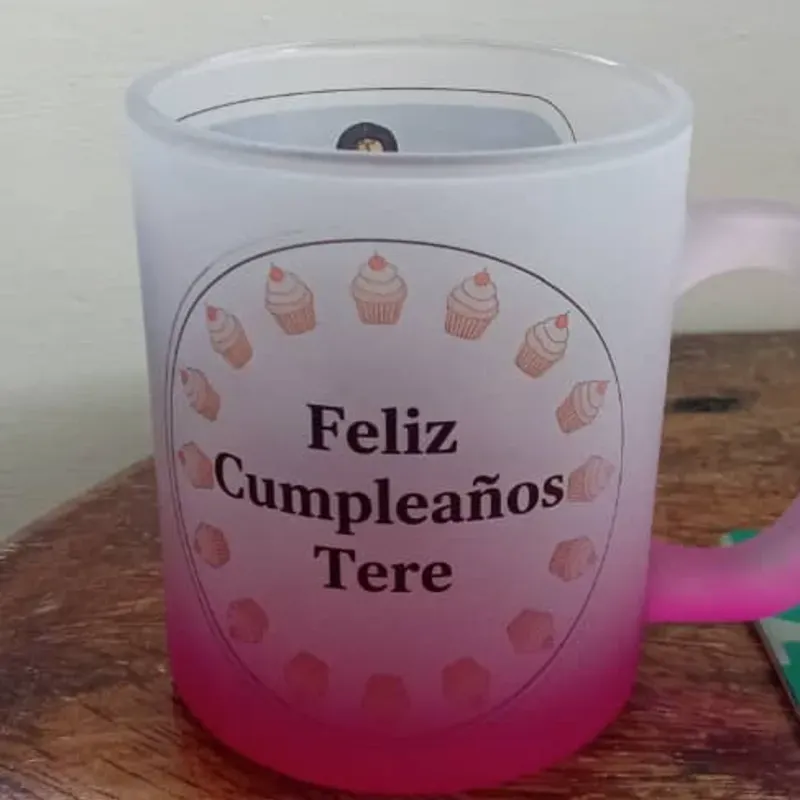 Taza de Vidrio Glaseada 11 oz con base de color