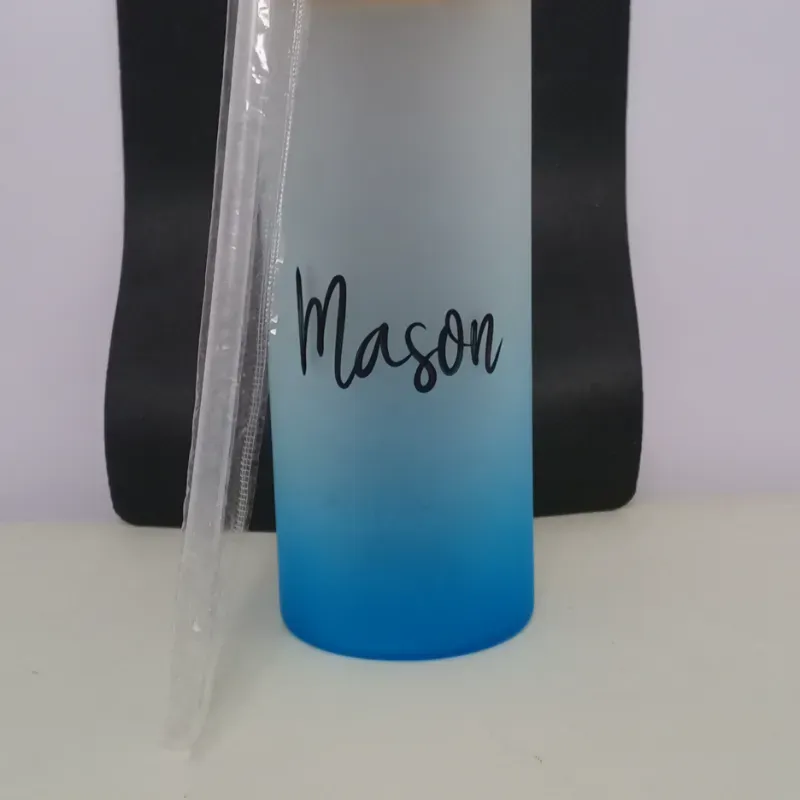 Vaso de vidrio Skinny con tapa de bambú 