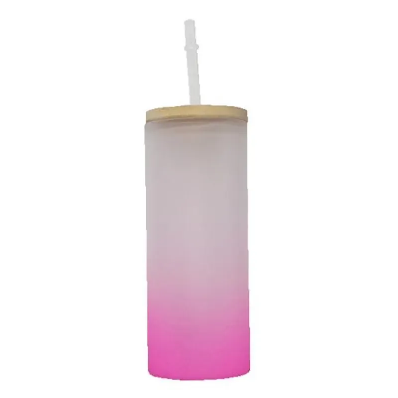 Vaso de vidrio Skinny con tapa de bambú 