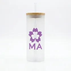 Vaso de vidrio Skinny con tapa de bambú 