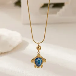 Cadena dorada de tortuga azul