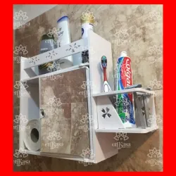 Estante de baño con puerta y espejo