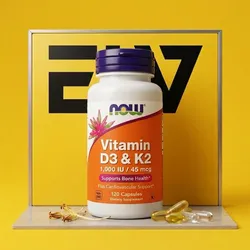 Vitamina D3 & K2 // Now Supplement // 120 cápsulas
