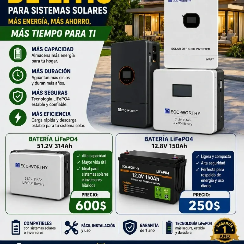 Batería LiFePO4 Eco-Worthy 51.2V 314Ah