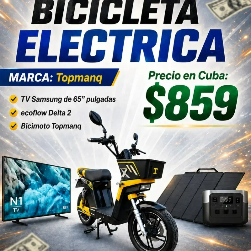 Combo Bicimoto Topmaq + EcoFlow Delta 2 + TV Samsung 65"
