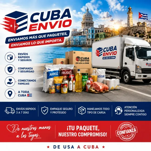 Bienvenido a Cuba Envío
Tu tienda de confianza para enviar a toda Cuba.
Nos especializamos en el envío de alimentos, equipos solares, electrodomésticos, estaciones de energía, vehículos eléctricos y mucho más, con entregas rápidas y atención personalizada.
✅ Envíos a toda Cuba
Realizamos entregas en todas las provincias de Cuba con un servicio seguro, rápido y confiable.
🚚 Entrega rápida
Tiempo estimado: 3 a 7 días hábiles.
💳 Métodos de pago
Aceptamos:
Zelle
Paypal
Cash App
Pagos directos en oficinas
📦 Envíos seguros
Todos los pedidos son cuidadosamente preparados, empacados y transportados para garantizar que lleguen en excelentes condiciones.
📱 Atención por WhatsApp
¿Necesitas ayuda para hacer tu pedido o tienes alguna pregunta?
Escríbenos por WhatsApp:
📞 +1 (430) 346-8328
⭐ ¿Por qué elegir Cuba Envío?
✔️ Envíos rápidos y seguros.
✔️ Cobertura en toda Cuba.
✔️ Productos de calidad garantizada.
✔️ Atención personalizada antes y después de la compra.
✔️ Precios competitivos.
✔️ Compra fácil, rápida y segura.
"En Cuba Envío conectamos familias. Tu compra llega de forma rápida, segura y con la confianza que mereces."