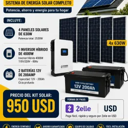 Kit Solar Completo 2520W – Paneles + Inversor Híbrido + Baterías