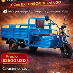 Triciclo Eléctrico de Carga con Extensor de Rango