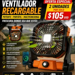 Ventilador Recargable Portátil Multifuncional