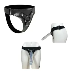 Arnes para dildo + Dildo transparente con ventosa 