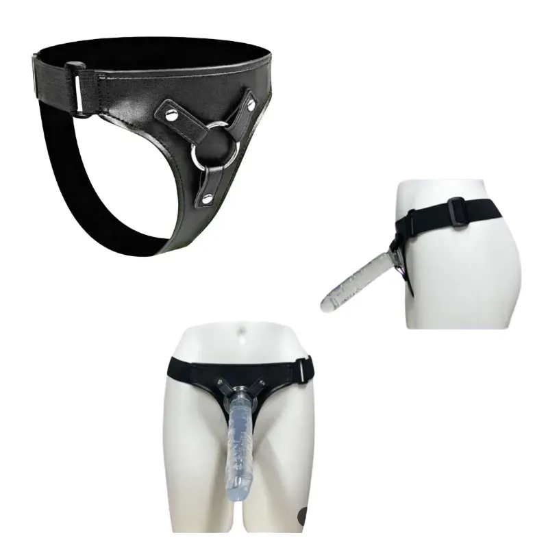 Arnes para dildo + Dildo transparente con ventosa