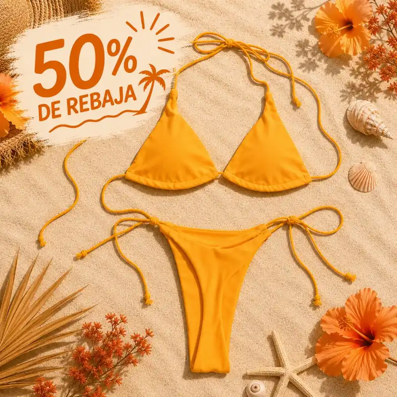 Bikini minimalista liso estilo tanga NARANJA