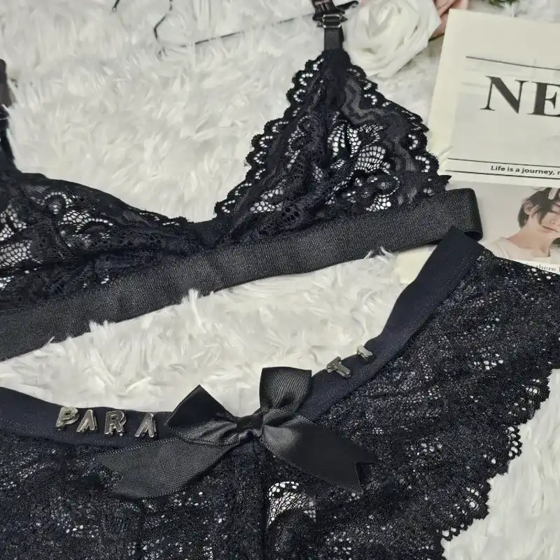 Conjunto de tanga ancho de encaje con lazo + ajustador de encaje (PERSONALIZADO)