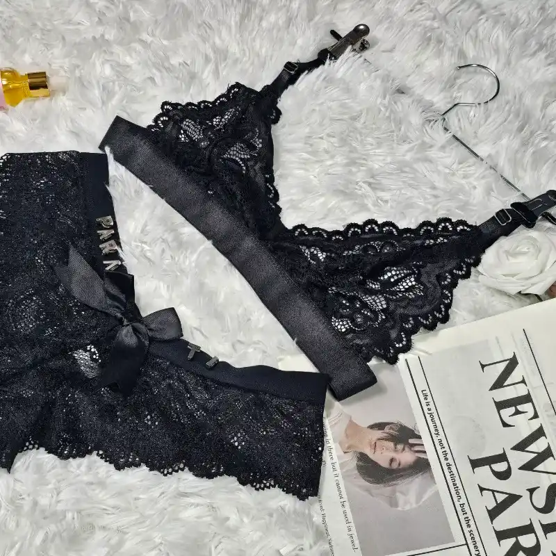 Conjunto de tanga ancho de encaje con lazo + ajustador de encaje (PERSONALIZADO)