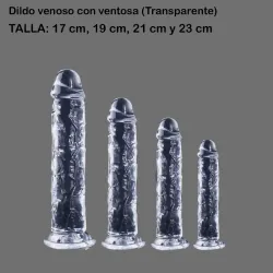 Dildo venoso con ventosa (Transparente)