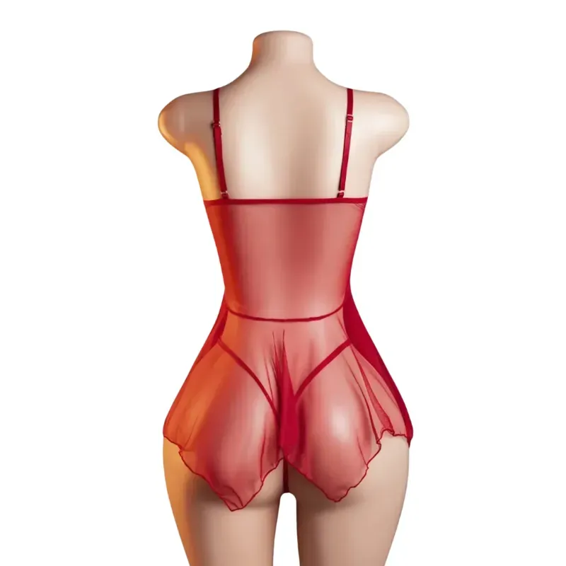 Pijama estilo vestido transparente + Tanga a juego