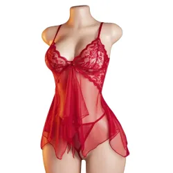 Pijama estilo vestido transparente + Tanga a juego