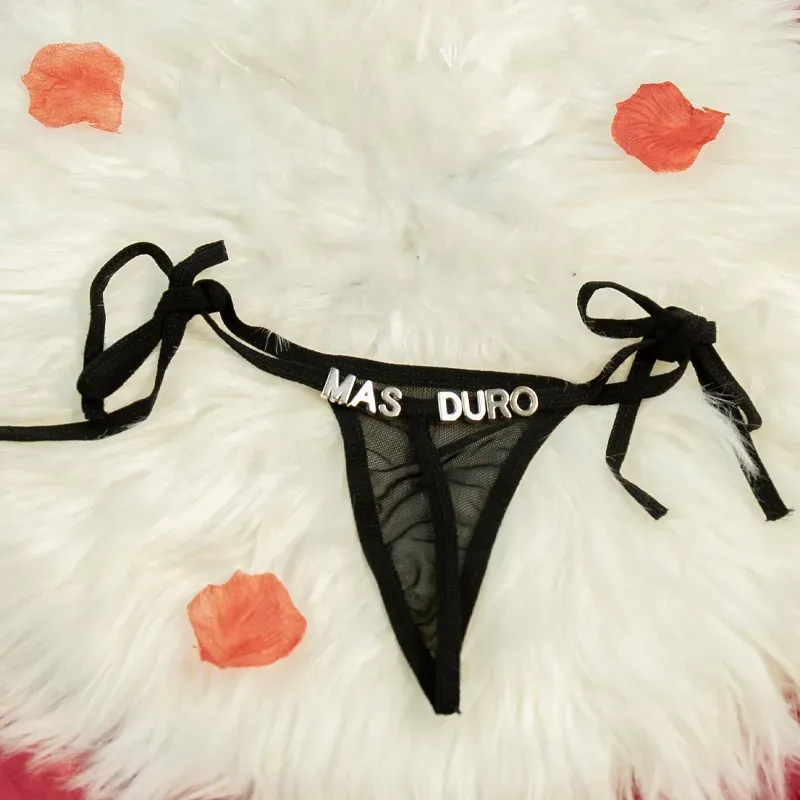 Tanga semitransparente estilo bikini (Personalizable) negro