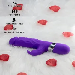 Vibrador estimulador de clítoris super realista venoso (Recargable)(Morado)