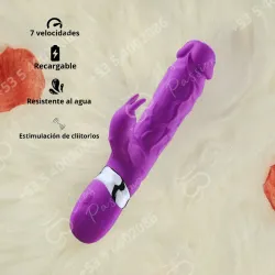 Vibrador estimulador de clítoris super realista venoso (Recargable)(Morado)