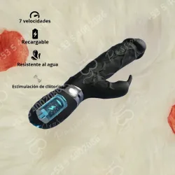 Vibrador estimulador de clítoris super realista venoso (Recargable)(Negro)