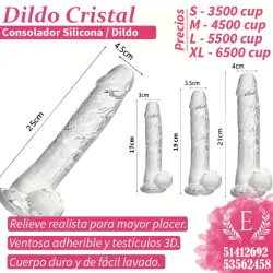 Dildo estilo cristal con testículos 