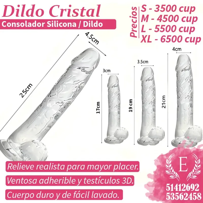 Dildo estilo cristal con testículos 