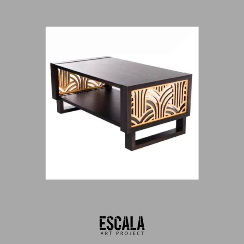 Mesa baja de madera calada