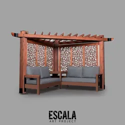Pérgola de madera angular