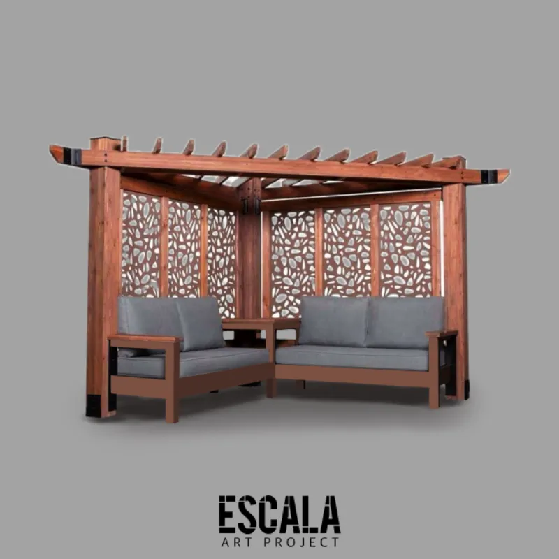 Pérgola de madera angular