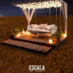 Pérgola de madera con columpio