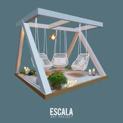 Pérgola de madera con columpios